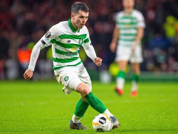 Lewis Morgan in action for Celtic.