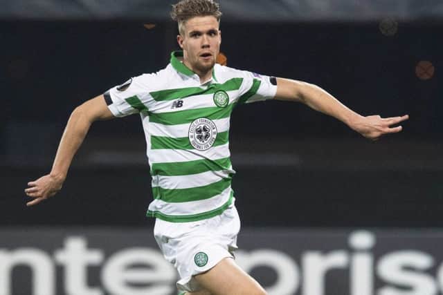 Kristoffer Ajer has become an important member of Celtics team, but rejects the idea that he is  in the same category as some of his senior team-mates. Photograph: Paul Devlin/SNS