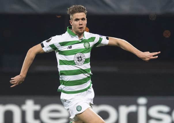 Kristoffer Ajer has become an important member of Celtics team, but rejects the idea that he is  in the same category as some of his senior team-mates. Photograph: Paul Devlin/SNS