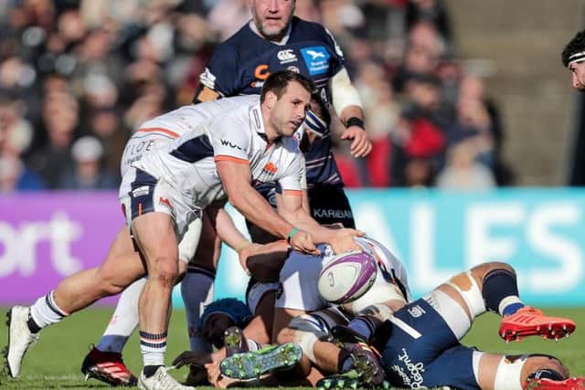 Nic Groom releases the ball from the scrum