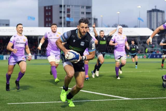 Winger Tommy Seymour goes over for the opening try of the match. Picture: SNS/SRU