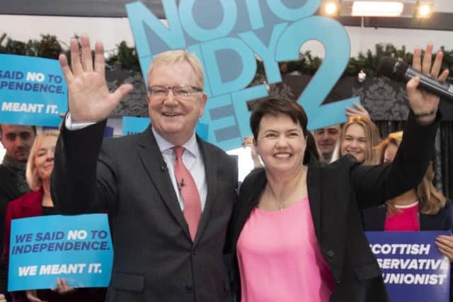 Jackson Carlaw and Ruth Davidson attend a Tory rally. Picture: JPIMedia.