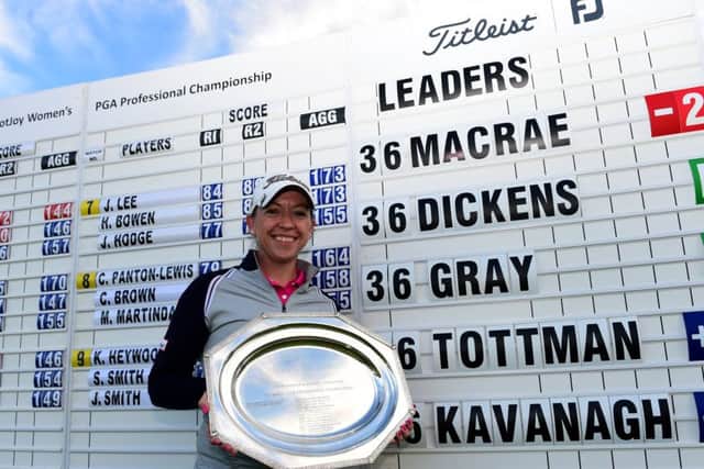 Heather MacRae poses with the trophy after winning the Womens PGA Championship for a second time in May 
last year