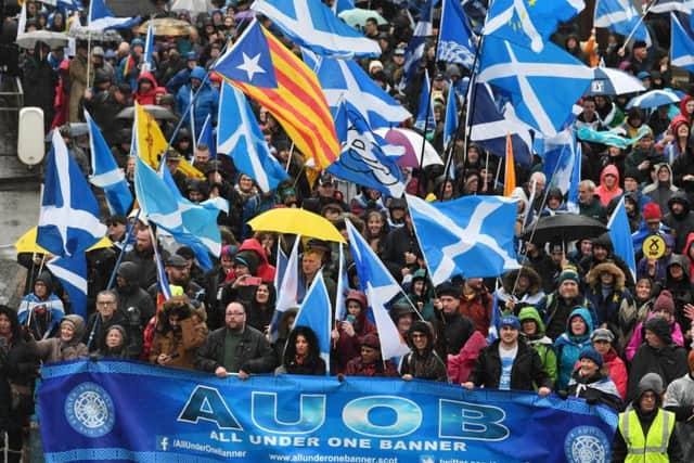 Organisers claimed 80,000 took part at Saturday's All Under One Banner event in Glasgow. Picture: John Devlin