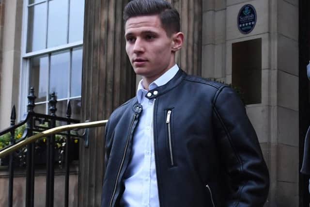 Celtic transfer target Patryk Klimala leaves his hotel in Glasgow. Picture: Paul Devlin/SNS