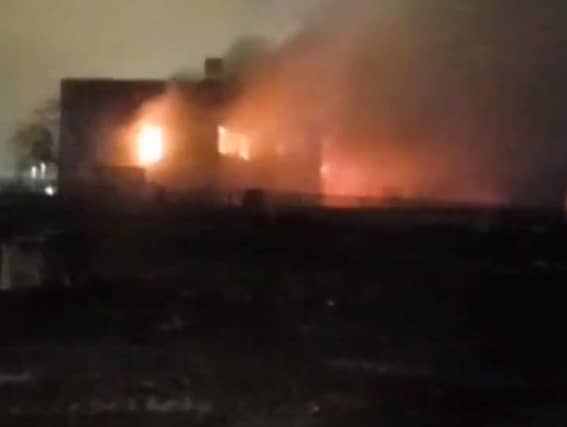 School fire: Fire crews spent the night tackling flames at a derelict school building in Glasgow picture: STV News