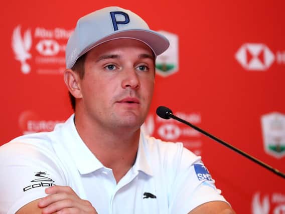 Bryson DeChambeau of United States speaks to the media ahead of the Abu Dhabi HSBC Golf Championship. Picture: Getty