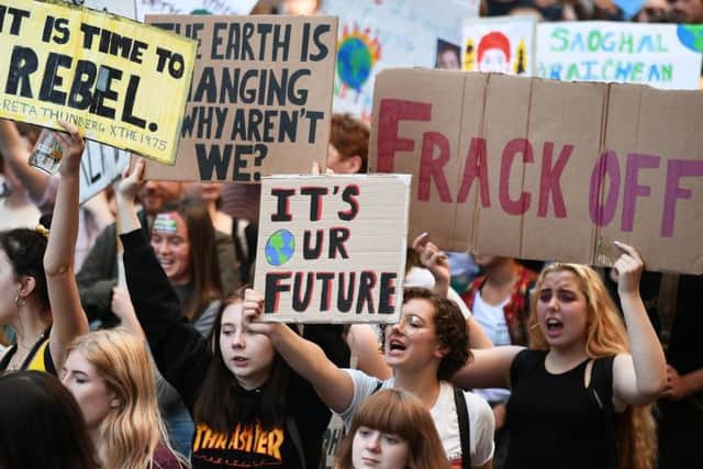 Glasgow climate change protesters marching from Kelvongrove Park to George Square   picture: John Devlin JPI Media