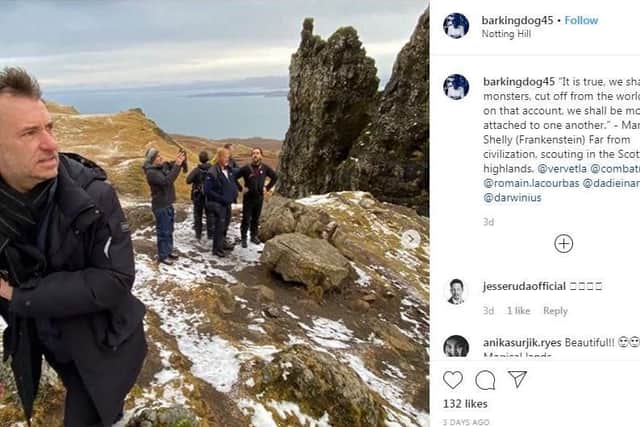 Netflix director and producer Stephen Surijik is on location with his team on the Isle of Skye. Mr Surijik posted on his Instagram account and has been linked with the second series of The Witcher. Picture: Instagram
