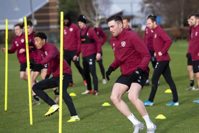 John Souttar in training with Hearts. Picture: Bill Murray / SNS