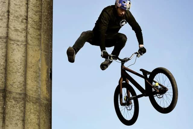 Danny MacAskill celebrates ten years at the top on Calton Hill, Edinburgh