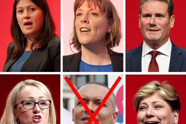 Labour MPs Lisa Nandy, Jess Phillips, Keir Starmer, Rebecca Long-Bailey and Emily Thornberry are running to replace Jeremy Corbyn as leader. Clive Lewis MP has been eliminated from the race already. Picture: PA