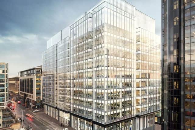 An artist's impression of the under-construction 177 Bothwell Street in Glasgow, where 48,700 sq ft of office space was taken by Virgin Money last year. Picture: Contributed