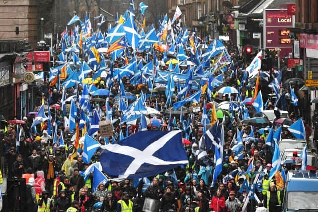 Organisers claimed 80,000 people joined a pro-independence march through Glasgow on January 11. Picture: John Devlin