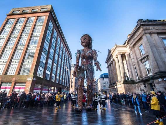 Storm, the ten metres tall puppet towered over the watching crowds.