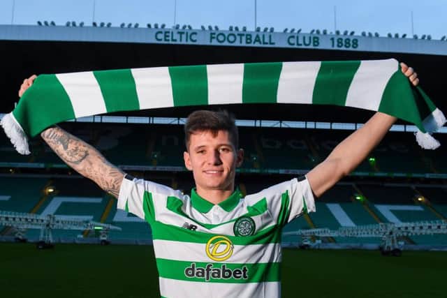 Celtic's latest signing Patryk Klimala is unveiled at Parkhead. Picture: Paul Devlin/SNS