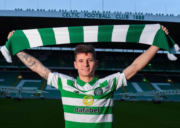 Celtic's latest signing Patryk Klimala is unveiled at Parkhead. Picture: Paul Devlin/SNS