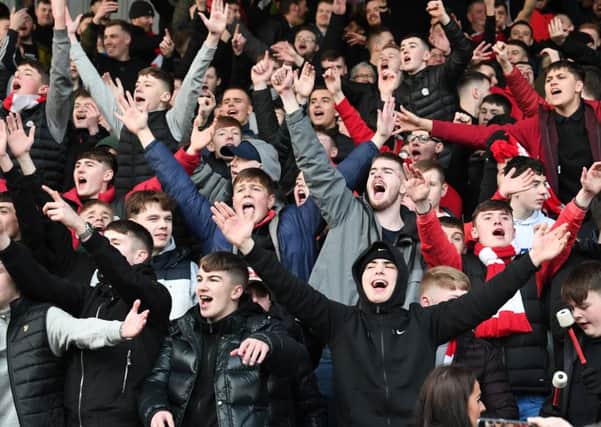 Broxburn fans in full voice in Paisley. Picture: John Devlin