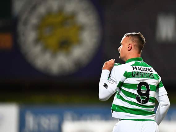 Leigh Griffiths celebrates scoring for Celtic against Partick Thistle in the Scottish Cup