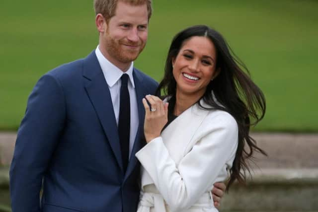 Prince Harry and Meghan Markle following their engagement announcement in November 2017. Picture: Getty Images