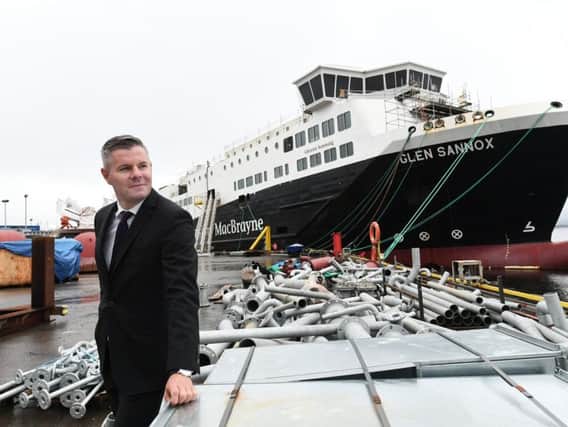 Finance secretary Derek Mackay visiting the Port Glasgow yard last August. Picture: John Devlin