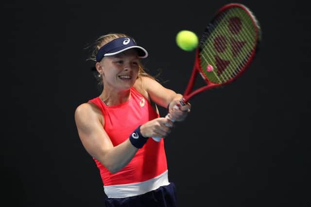 Harriet Dart in action in her first-round win over Misaki Doi. Picture: Mark Kolbe/Getty