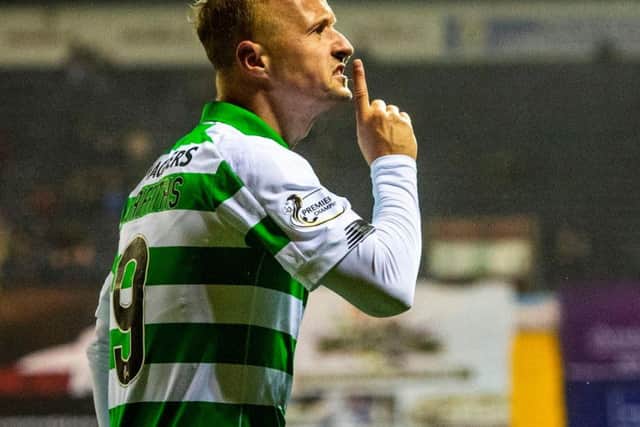 Leigh Griffiths celebrates after doubling Celtic's advantage. Picture: SNS