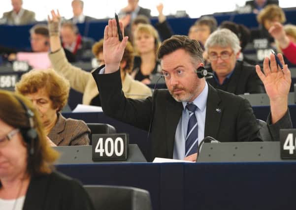 Smith participates in a vote in Strasbourg. Picture: Christian Creutz