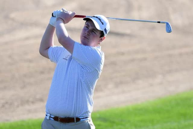 Bob MacIntyre on his way to an opening two-over-par 74 in the Omega Dubai Desert Classic