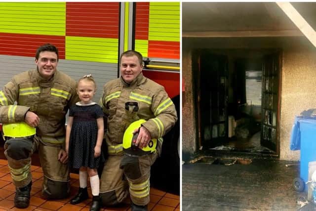 Fire fighters have praised Hollie Aitken, 4, for helping save her family's Cowdenbeath home from fire.