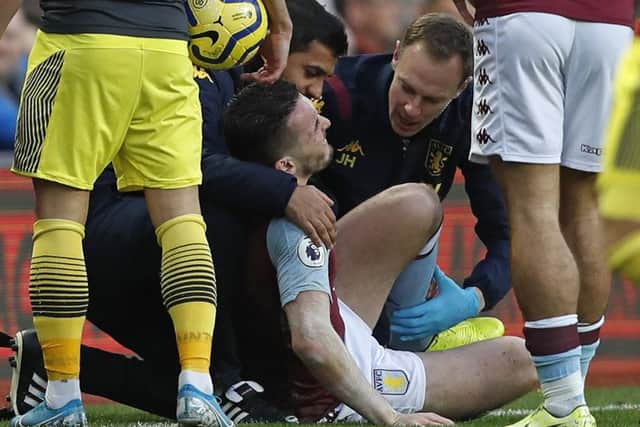 Aston Villa's John McGinn suffered an ankle fracture. Picture: Adrian Dennis/AFP