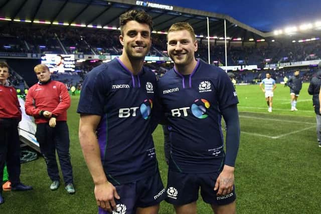 Adam Hastings, left, is set to step into the boots of Scotland playmaker Finn Russell against Ireland on Saturday. Picture: SRU/SNS