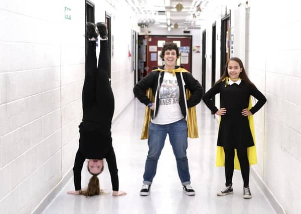 Leith Late festival founder and Super Power Agency volunteer Morvern Cunningham, with acrobatic friends