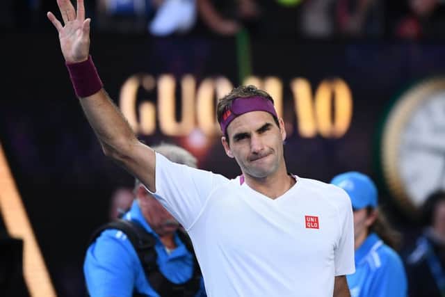 Roger Federer acknowledges the crowd at the end of his marathon victory over Tennys Sandgren. Picture: Hannah Peters/Getty