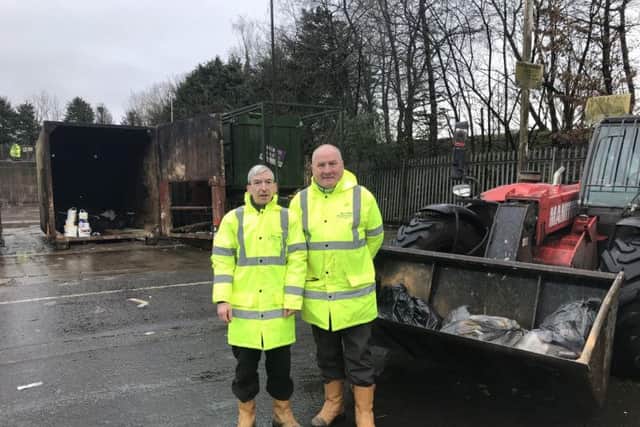 Kenny McAdam and Tony Scanlon were on shift at the Dalmoak Recycling Centre in Renton when they were asked to look for the Bisto tins   picture: PA Scotland