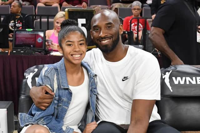 Kobe Bryant with his daughter Gianna - the basketball star's words inspired Brooks Koepka every day. Picture: Getty.