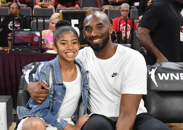 Kobe Bryant with his daughter Gianna - the basketball star's words inspired Brooks Koepka every day. Picture: Getty.