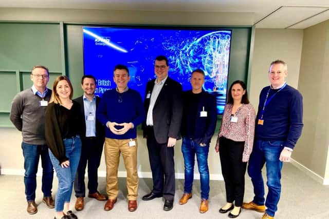 From left: Tony Robison of Scottish Equity Partners, Amy Burnett of KPMG, Matt Little of Blue Ocean Insight, David Farquar of Intelligent Growth Solutions; Ian Stevenson of Cyan Forensics, Chris Gauld of D3, Ishbel Macpherson of Scotland Women in Technology, and James Kergon, KPMG.