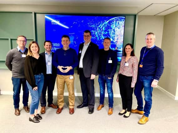 From left: Tony Robison of Scottish Equity Partners, Amy Burnett of KPMG, Matt Little of Blue Ocean Insight, David Farquar of Intelligent Growth Solutions; Ian Stevenson of Cyan Forensics, Chris Gauld of D3, Ishbel Macpherson of Scotland Women in Technology, and James Kergon, KPMG.
