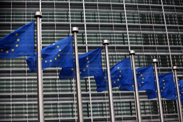 European flags fly outside the European Commission building in Brussels. Picture: Getty