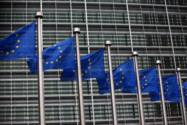 European flags fly outside the European Commission building in Brussels. Picture: Getty