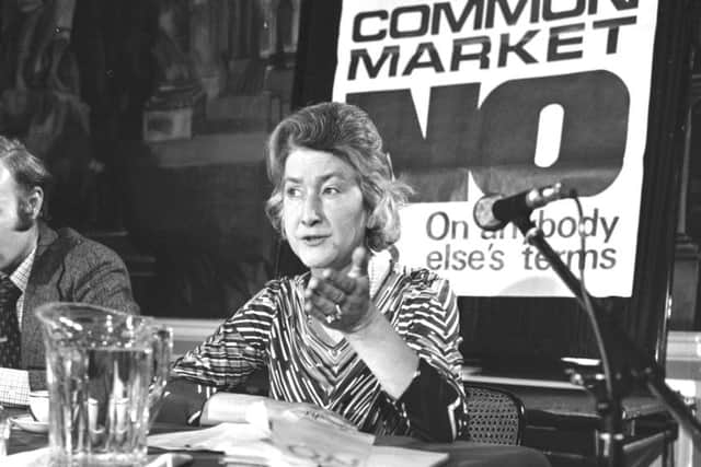SNP MP Winnie Ewing campaigns against the UK's membership of the Common Market ahead of the 1975 referendum on Europe. Picture: Dick Ewart/TSPL