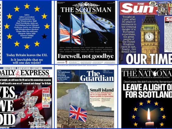 The majority of Britain's newspapers splashed on Brexit to mark the day the country officially leaves the European Union.