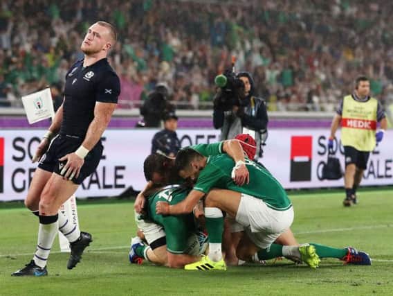 New Scotland captain Stuart Hogg will be hoping there is no repeat in Dublin today of the Yokohama hammering by Ireland. Picture: Getty Images