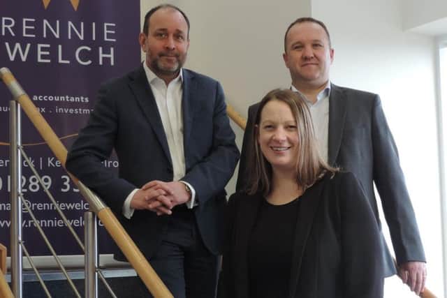 Pictured from left: Rennie Welch partners Patrick Evans, Mairi Drummond and Mark Thompson. Picture: contributed.