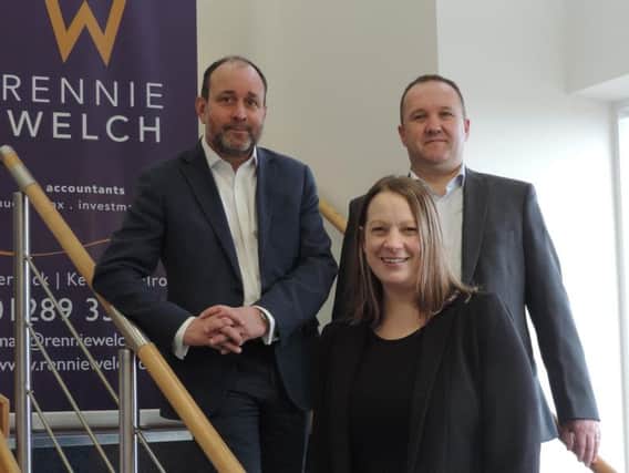 Pictured from left: Rennie Welch partners Patrick Evans, Mairi Drummond and Mark Thompson. Picture: contributed.