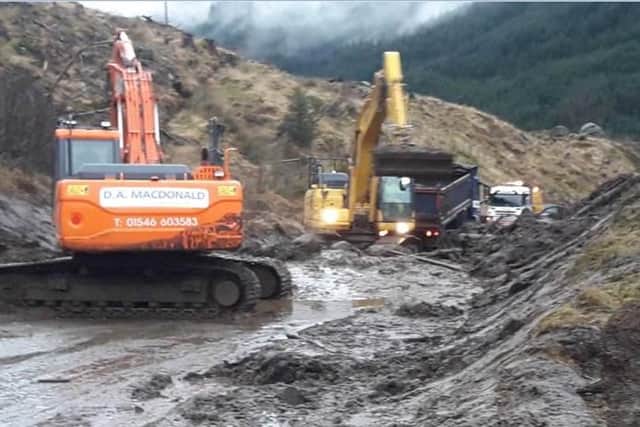 The clear up operation has progressed well as teams continue to remove over 1000 tonnes of debris from the main A83 carriageway picture: Supplied