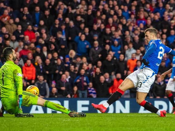 Florian Kamberi misses a late chance for Rangers.