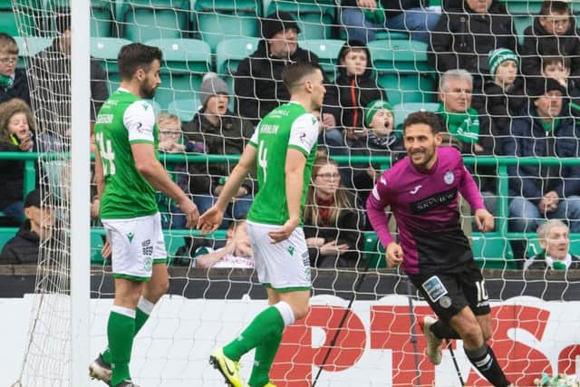 Tony Andreu wheels away after scoring St Mirren's second.