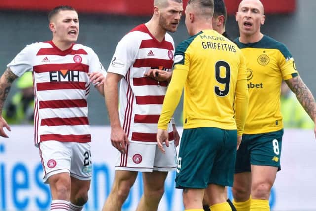 Alex Gogic and Leigh Griffiths exchange words after the incident